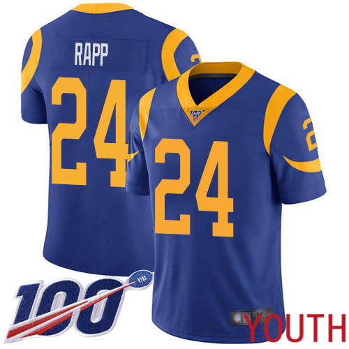 Los Angeles Rams Limited Royal Blue Youth Taylor Rapp Alternate Jersey NFL Football 24 100th Season Vapor Untouchable